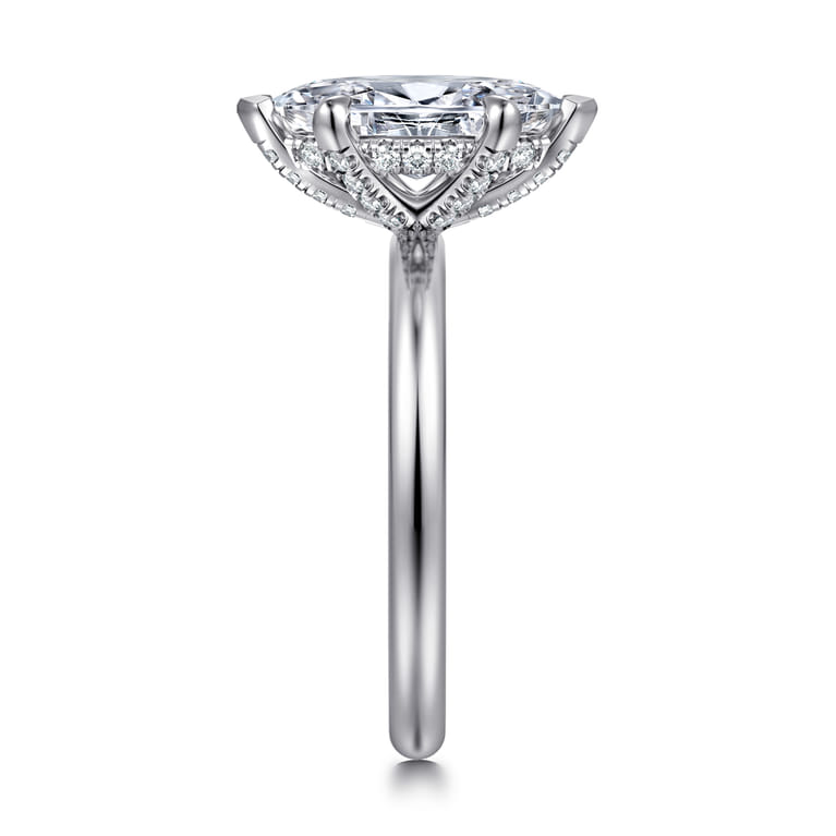 Daniele - 14K White Gold Marquise Shape Solitaire Diamond Engagement Ring - 0.15 ct - Shot 4