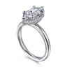 Catallina - 14K White Gold Marquise Shape Bezel Prong Diamond Engagement Ring - 0.21 ct