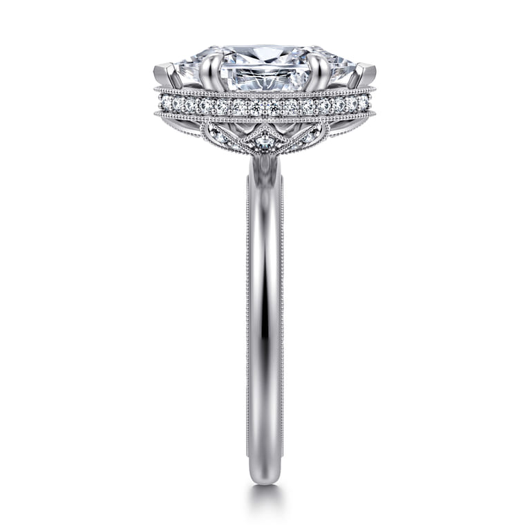 Catallina - 14K White Gold Marquise Shape Bezel Prong Diamond Engagement Ring - 0.21 ct - Shot 4
