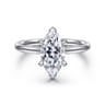 Aure - 14K White Gold Marquise Shape Solitaire Diamond Engagement Ring - 0.05 ct