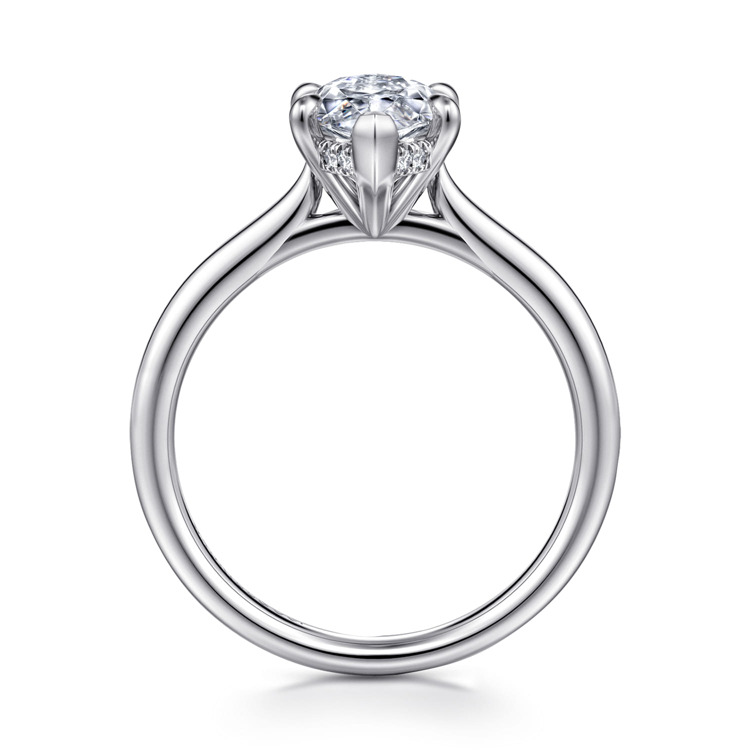 Aure - 14K White Gold Marquise Shape Solitaire Diamond Engagement Ring - 0.05 ct - Shot 2