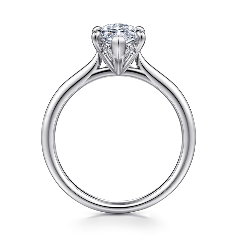 Aure - 14K White Gold Marquise Shape Solitaire Diamond Engagement Ring - 0.05 ct - Shot 2