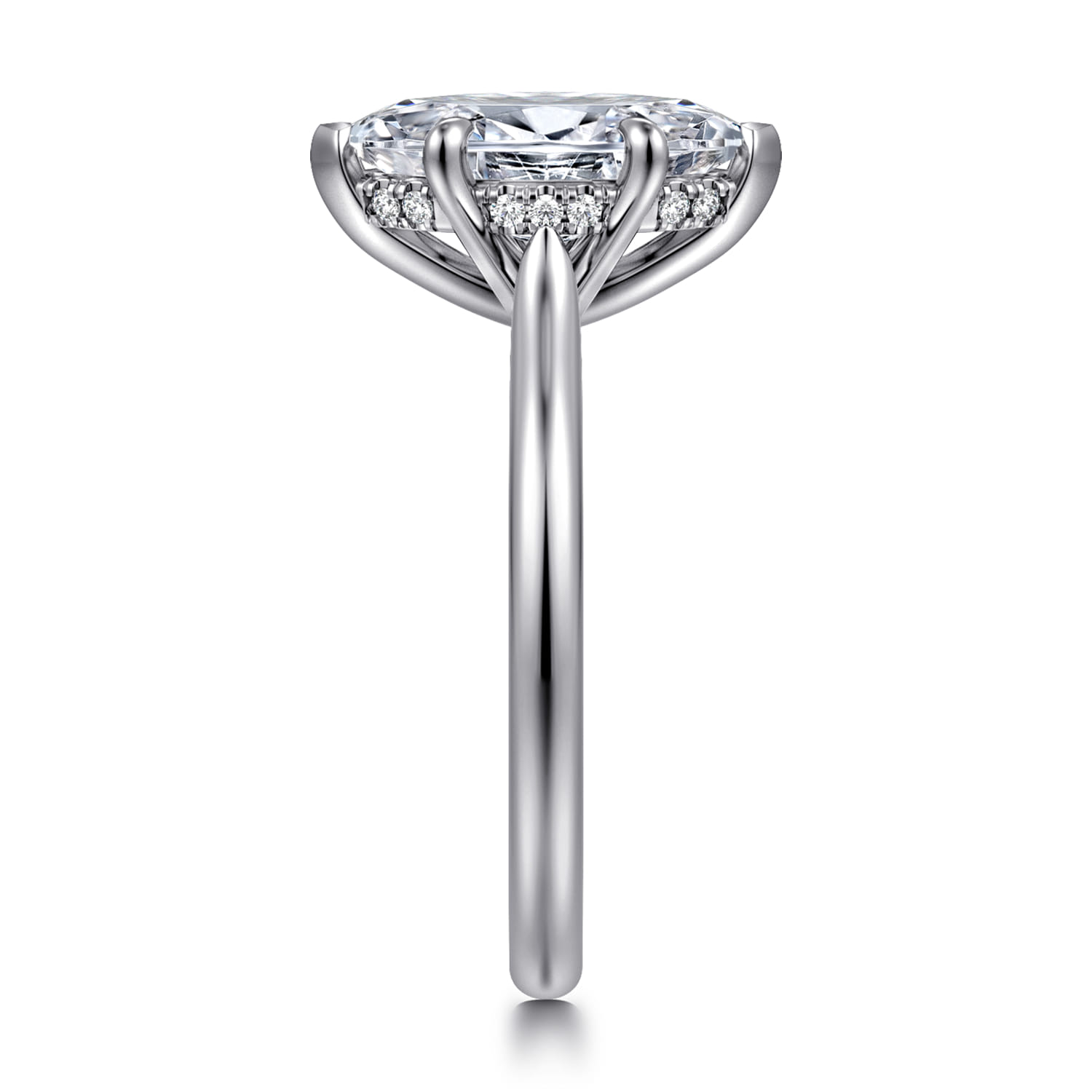 Aure - 14K White Gold Marquise Shape Solitaire Diamond Engagement Ring - 0.05 ct - Shot 4