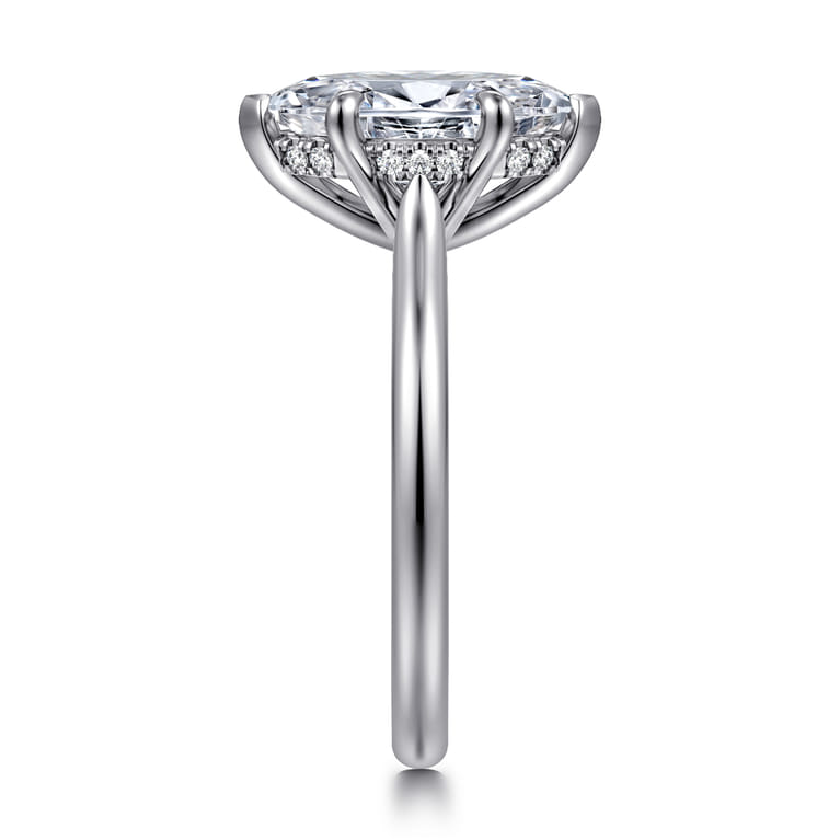 Aure - 14K White Gold Marquise Shape Solitaire Diamond Engagement Ring - 0.05 ct - Shot 4