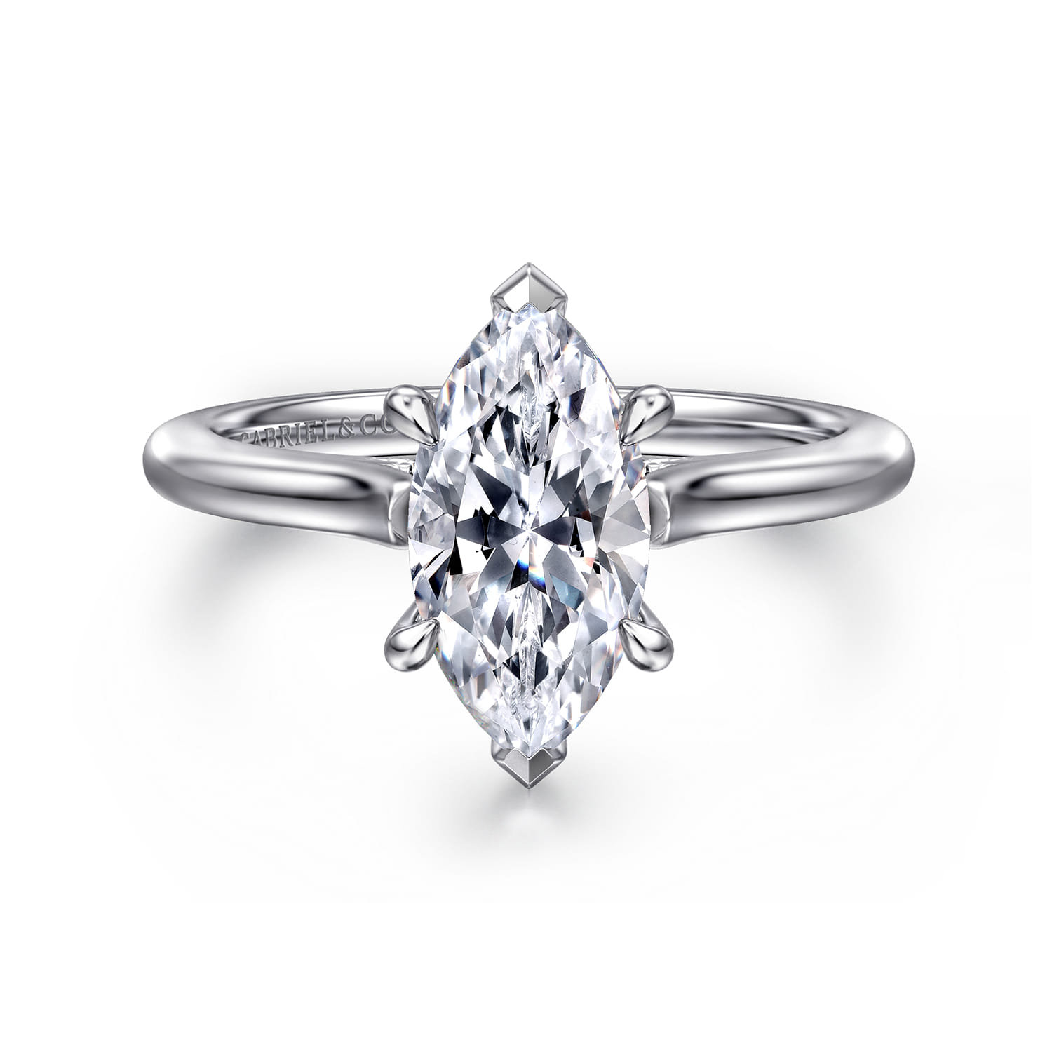 Ericka - 14K White Gold Marquise Shape Diamond Engagement Ring - 0.12 ct - Shot 1