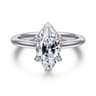Aldon - 14K White Gold Marquise Shape Diamond Engagement Ring - 0.08 ct