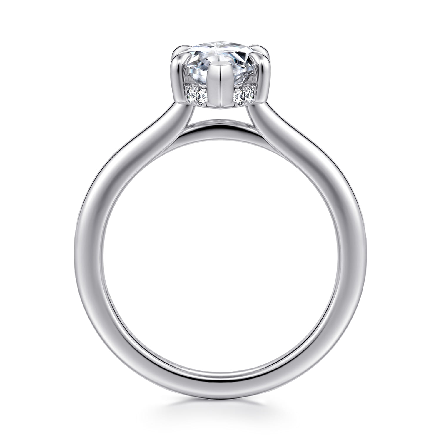 Aldon - 14K White Gold Marquise Shape Diamond Engagement Ring - 0.08 ct - Shot 2