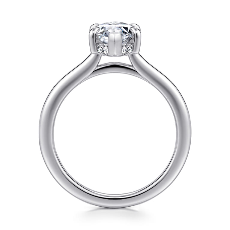 Aldon - 14K White Gold Marquise Shape Diamond Engagement Ring - 0.08 ct - Shot 2