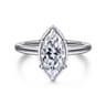Reece - 14K White Gold Marquise Shape Bezel Prong Diamond Engagement Ring - 0.1 ct