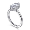 Reece - 14K White Gold Marquise Shape Bezel Prong Diamond Engagement Ring - 0.1 ct