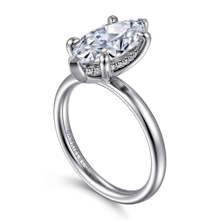 Peace - 14K White Gold Marquise Shape Diamond Engagement Ring - 0.08 ct - Shot 3