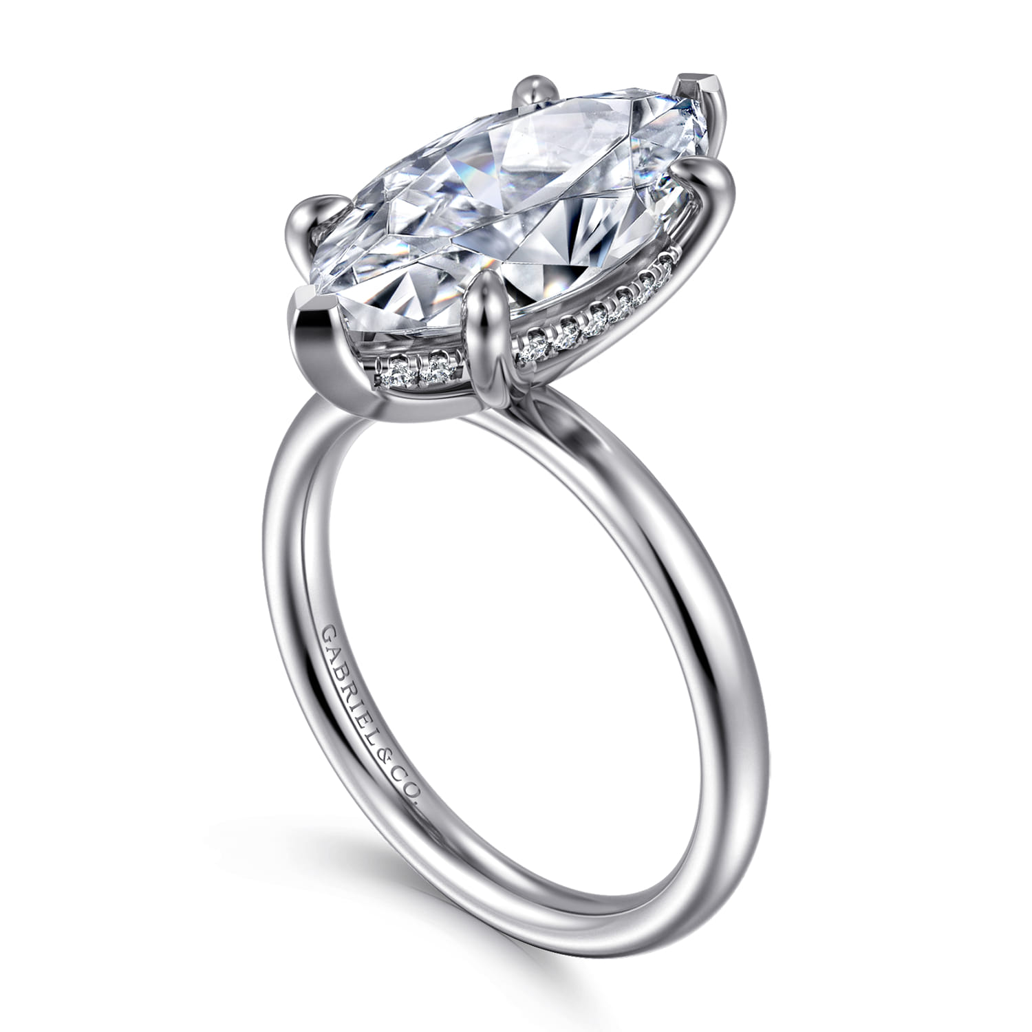 Peace - 14K White Gold Marquise Shape Diamond Engagement Ring - 0.1 ct - Shot 3
