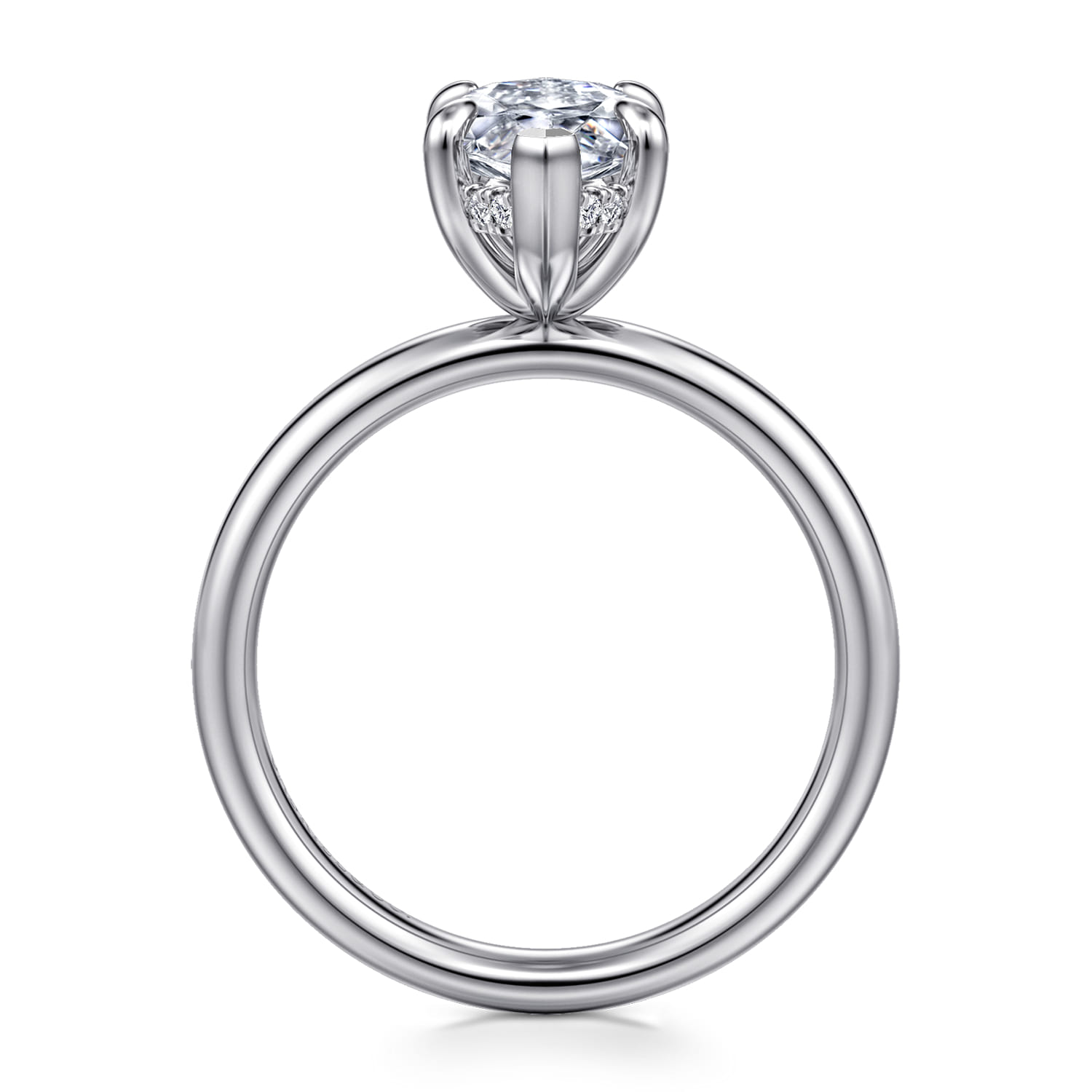 Peace - 14K White Gold Marquise Shape Diamond Engagement Ring - 0.08 ct - Shot 2