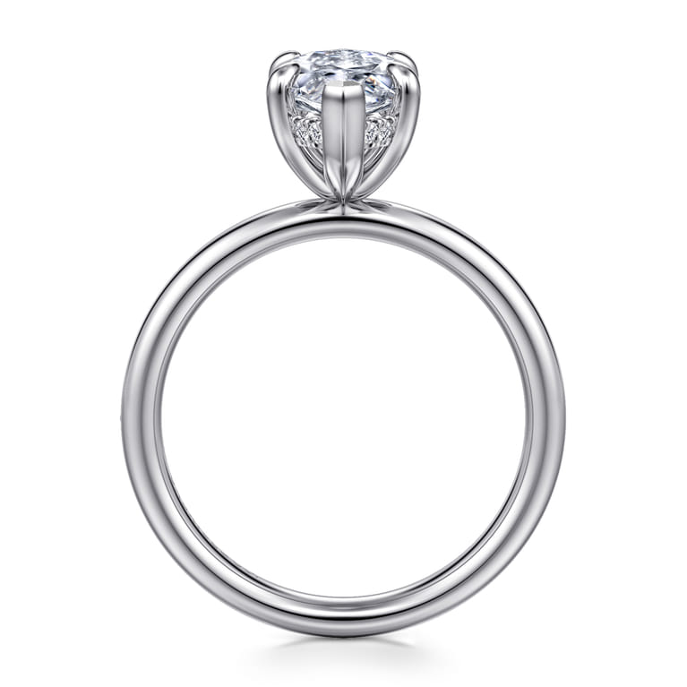 Peace - 14K White Gold Marquise Shape Diamond Engagement Ring - 0.08 ct - Shot 2