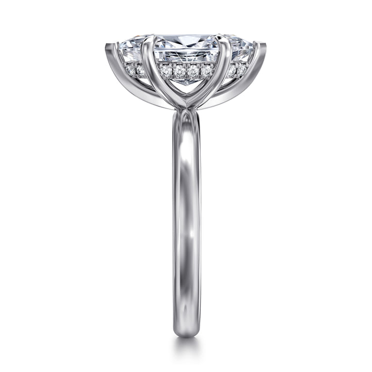 Peace - 14K White Gold Marquise Shape Diamond Engagement Ring - 0.08 ct - Shot 4