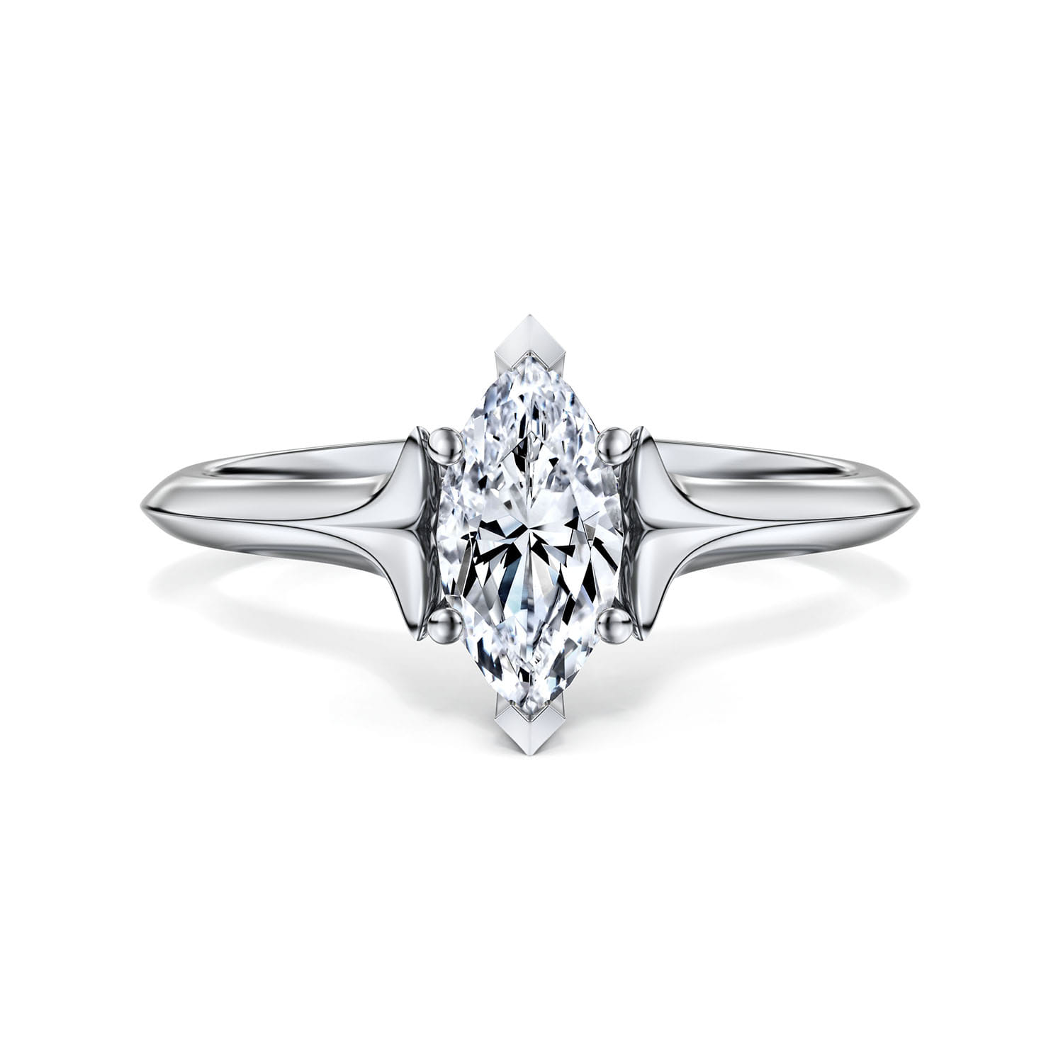 Ellis - 14K White Gold Marquise Diamond Engagement Ring - Shot 1