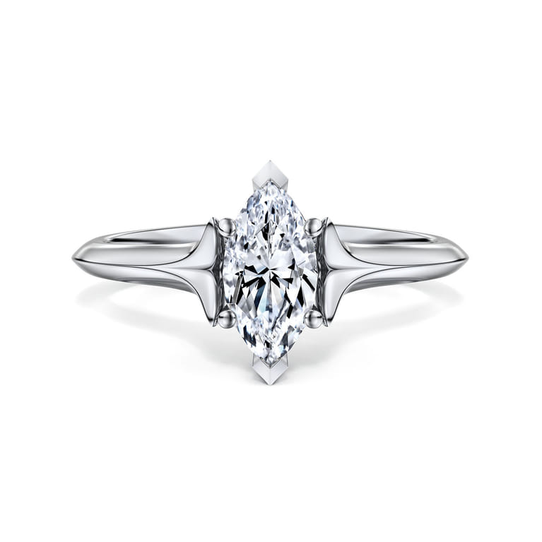 Ellis - 14K White Gold Marquise Diamond Engagement Ring - Shot 1