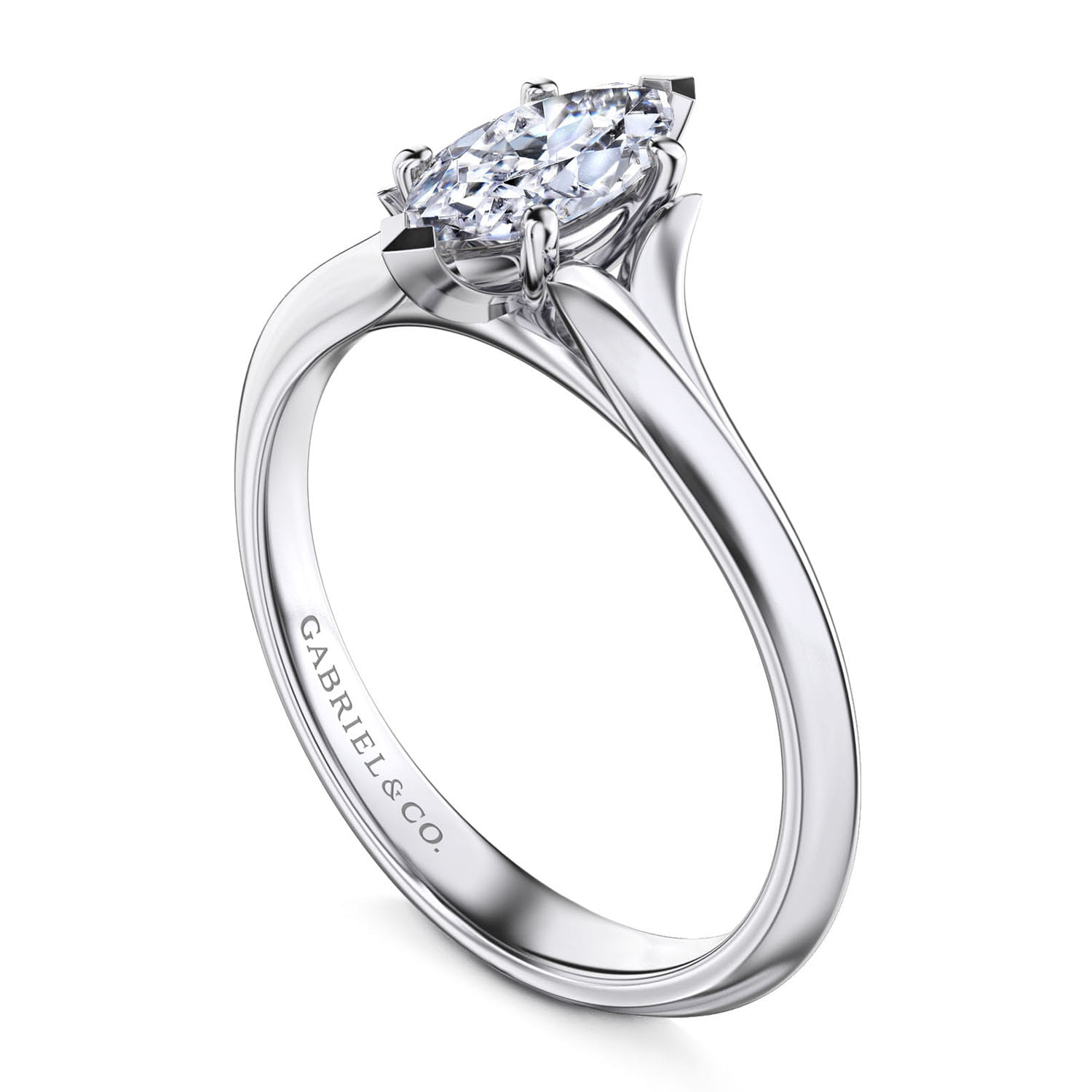 Ellis - 14K White Gold Marquise Diamond Engagement Ring - Shot 3