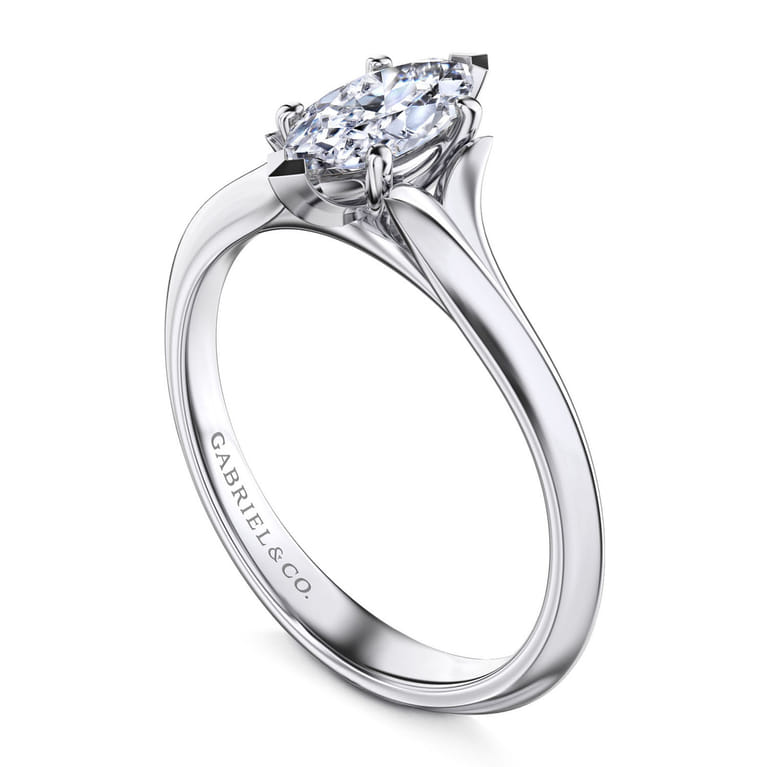 Ellis - 14K White Gold Marquise Diamond Engagement Ring - Shot 3