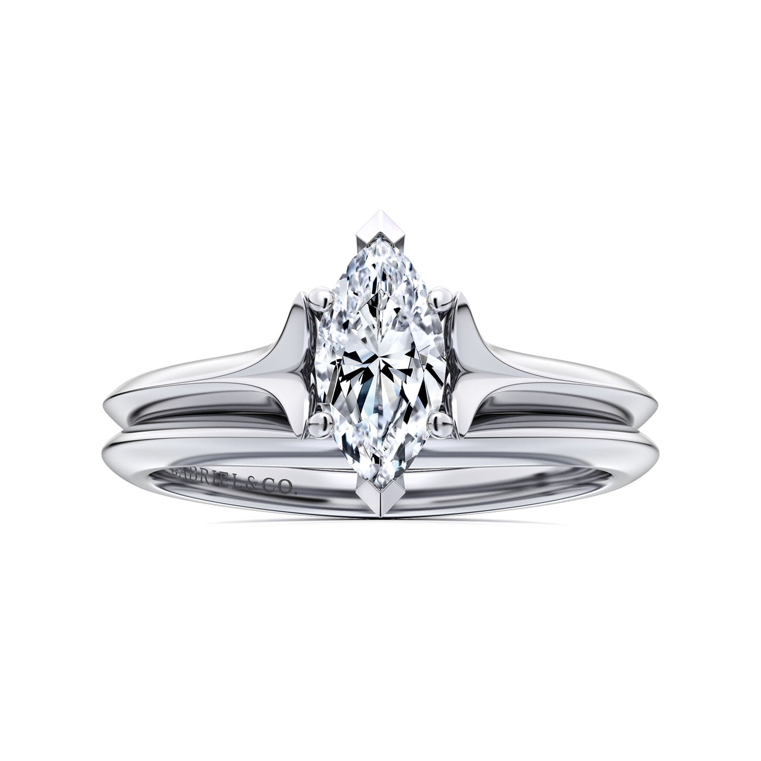Ellis - 14K White Gold Marquise Diamond Engagement Ring - Shot 4