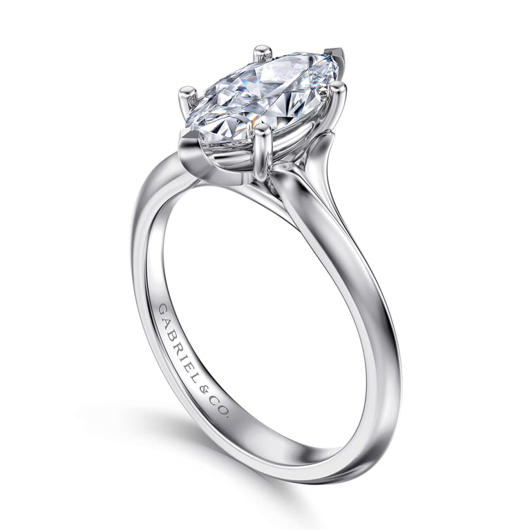 Ellis - 14K White Gold Marquise Shape Diamond Engagement Ring - Shot 3