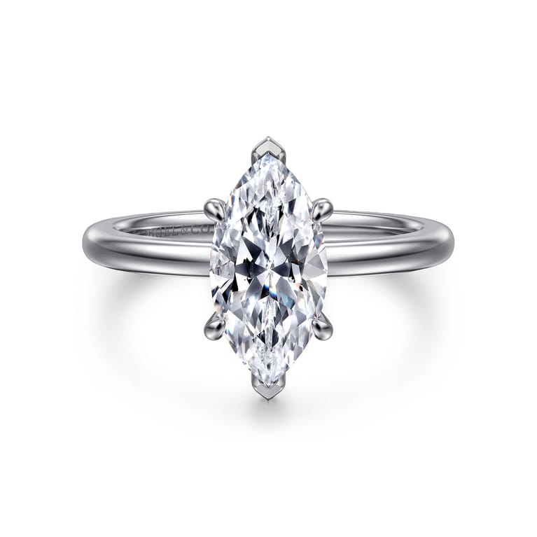 Ali - 14K White Gold Marquise Shape Diamond Engagement Ring - Shot 1