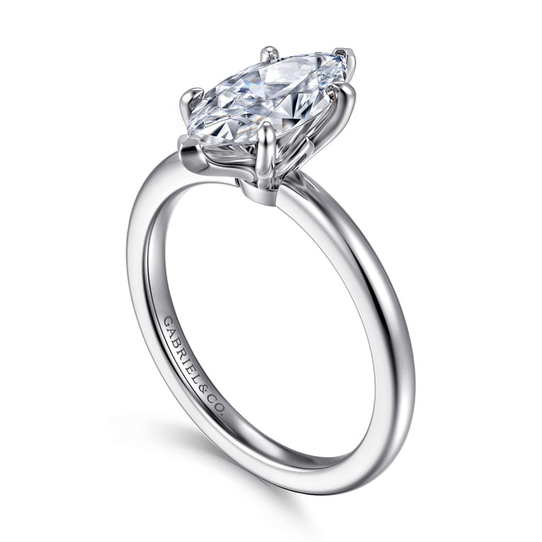 Ali - 14K White Gold Marquise Shape Diamond Engagement Ring - Shot 3
