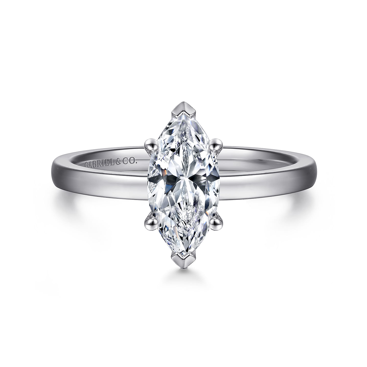 Paula - 14K White Gold Marquise Shape Diamond Engagement Ring - Shot 1