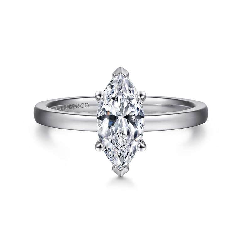 Paula - 14K White Gold Marquise Shape Diamond Engagement Ring - Shot 1