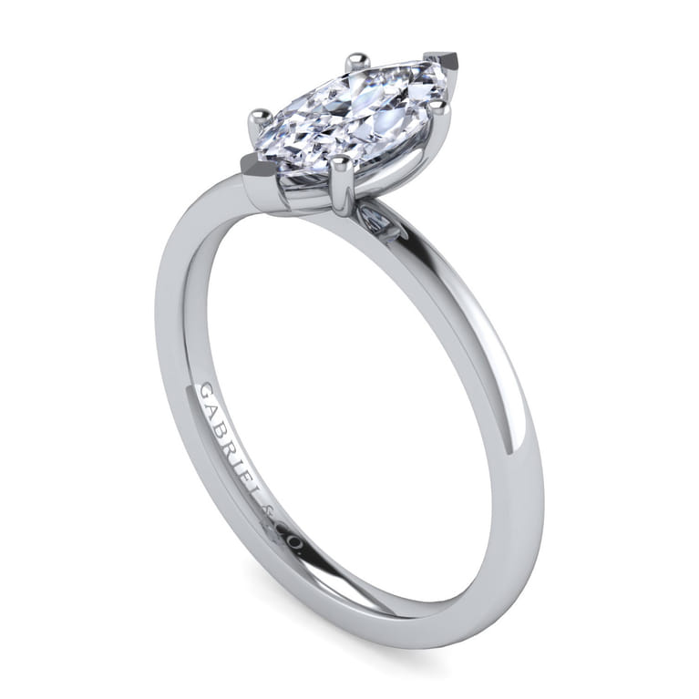 Paula - 14K White Gold Marquise Shape Diamond Engagement Ring - Shot 3