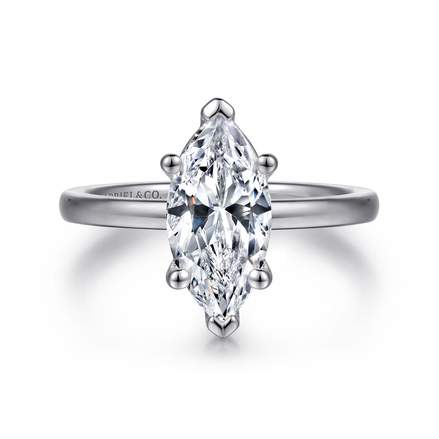 Paula - 14K White Gold Marquise Shape Diamond Engagement Ring - Shot 1