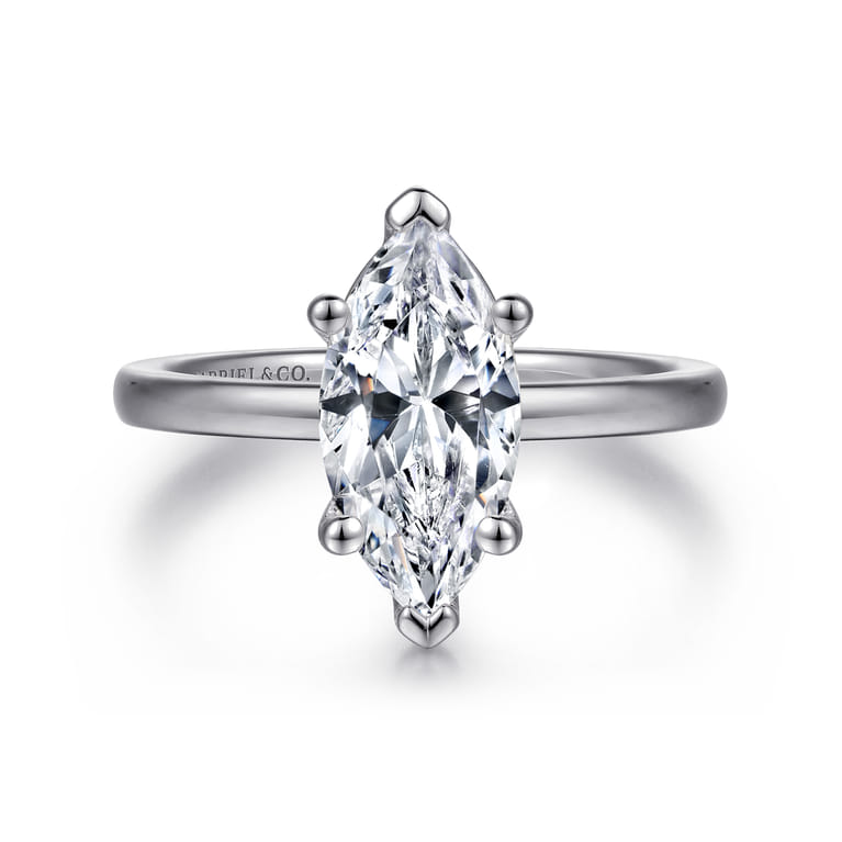 Paula - 14K White Gold Marquise Shape Diamond Engagement Ring - Shot 1