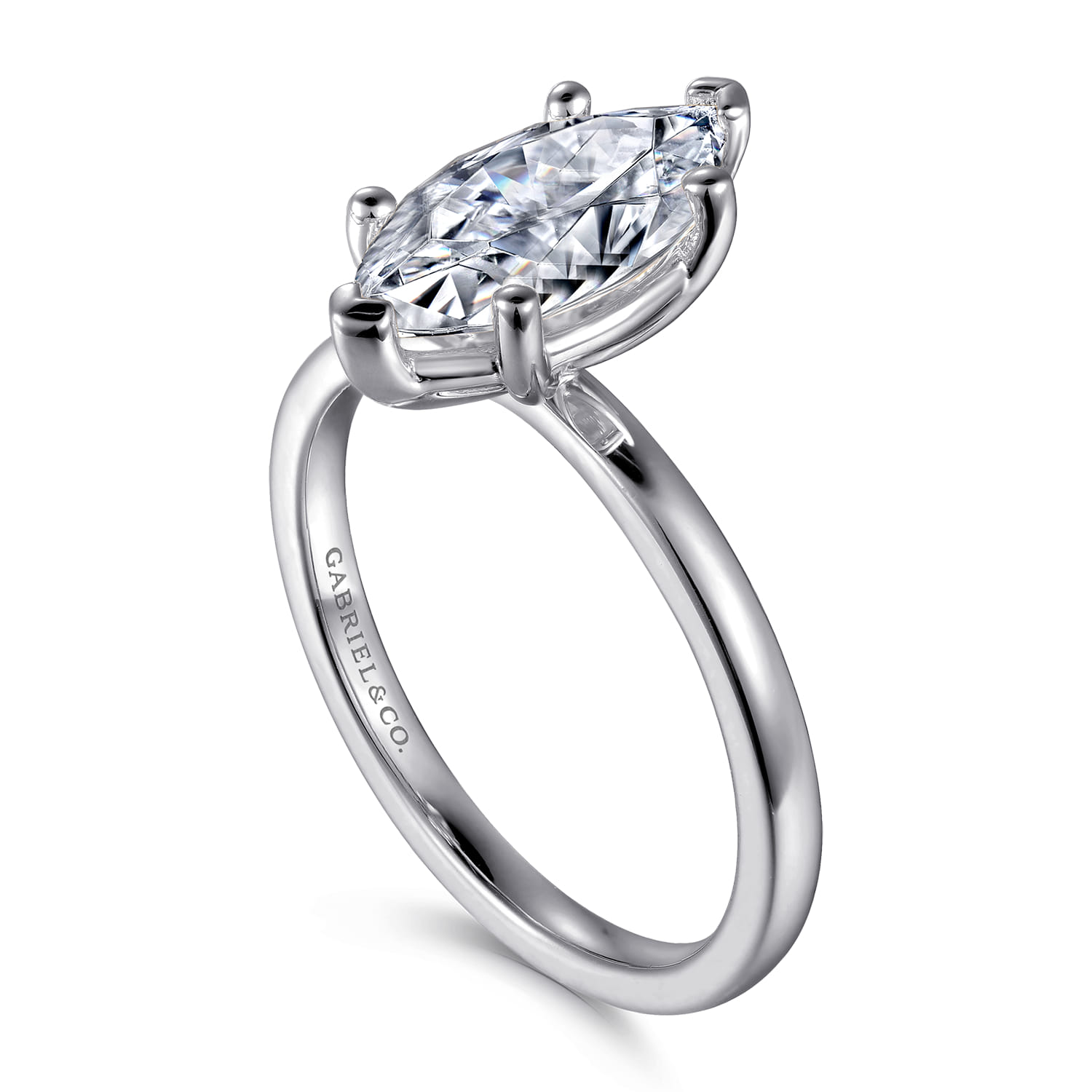 Paula - 14K White Gold Marquise Shape Diamond Engagement Ring - Shot 3