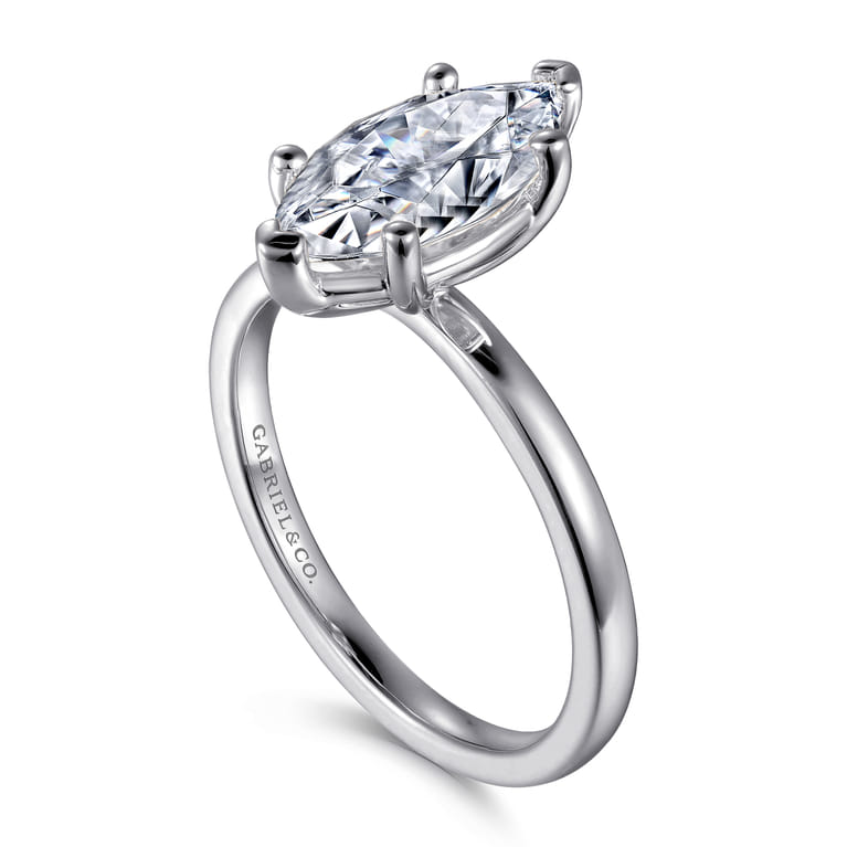Paula - 14K White Gold Marquise Shape Diamond Engagement Ring - Shot 3