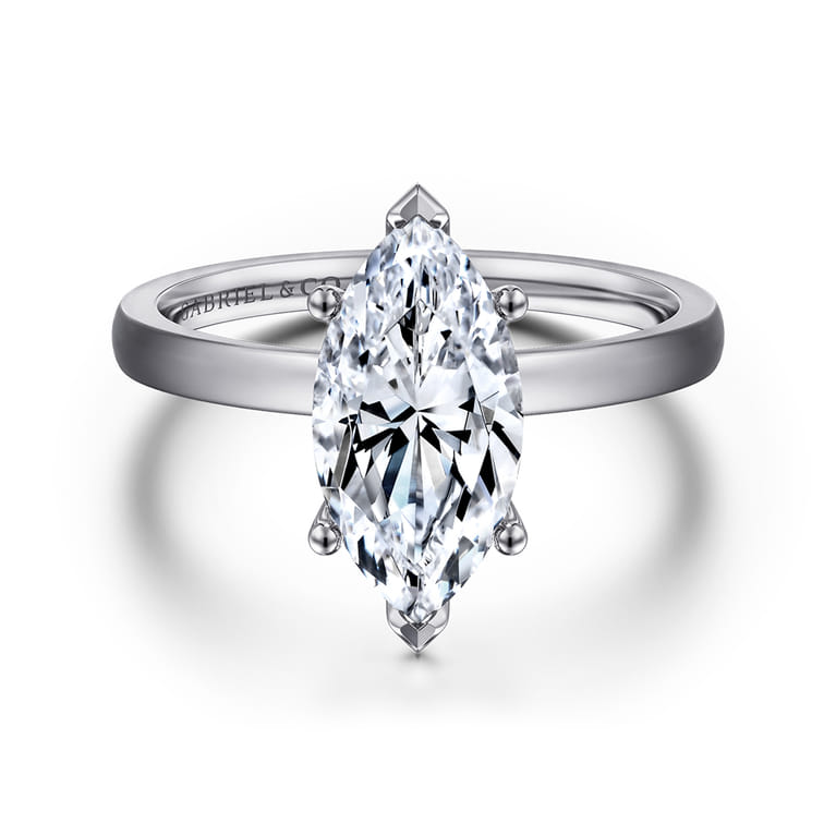 Paula - 14K White Gold Marquise Shape Diamond Engagement Ring - Shot 1