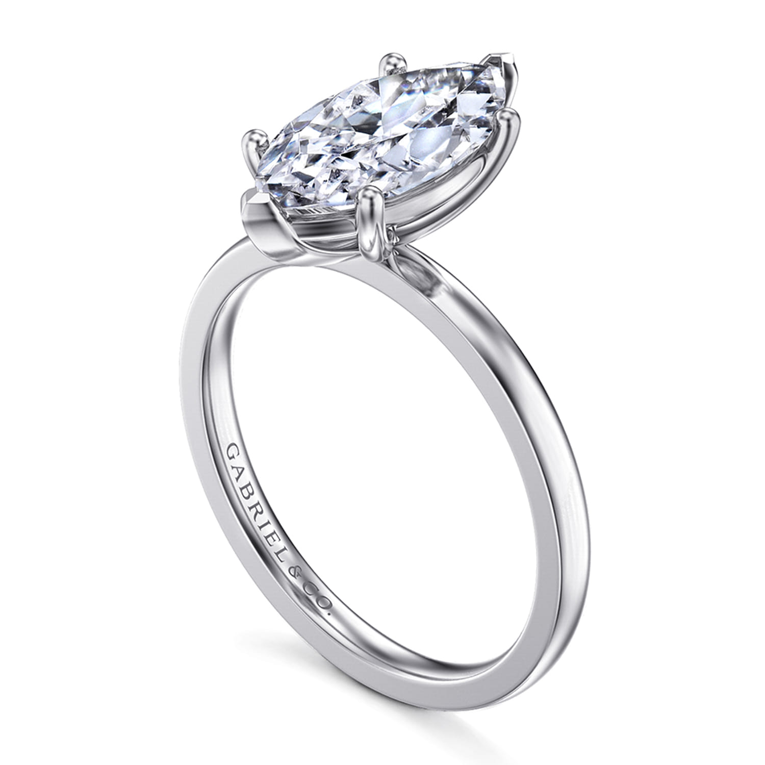 Paula - 14K White Gold Marquise Shape Diamond Engagement Ring - Shot 3