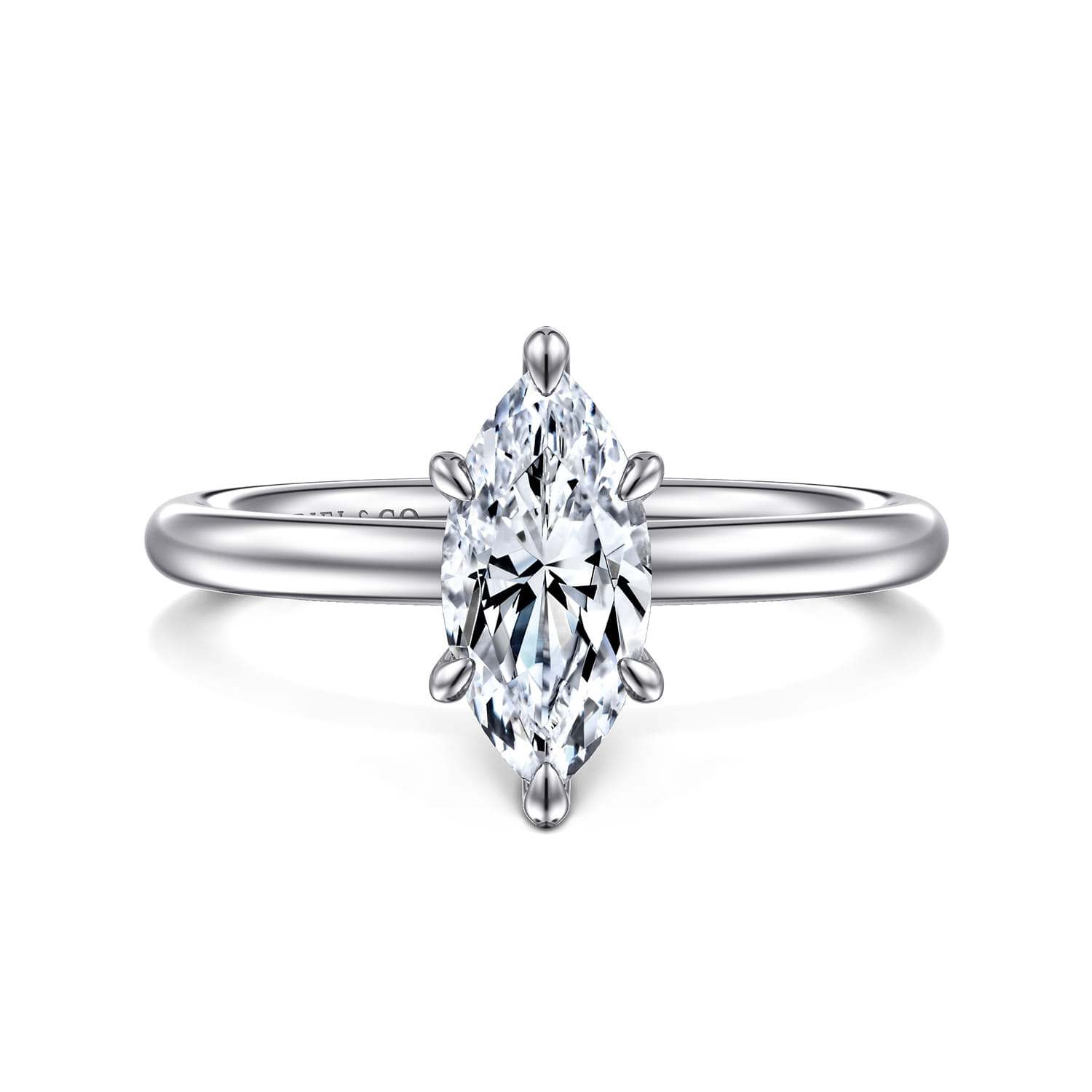 Lark - 14K White Gold Marquise Shape Solitaire Engagement Ring - Shot 1
