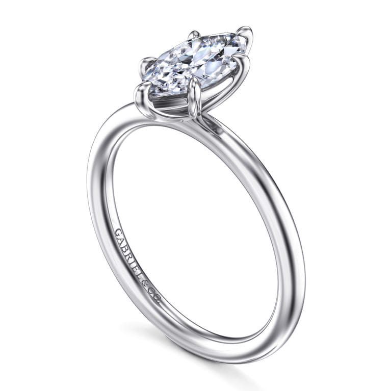 Lark - 14K White Gold Marquise Shape Solitaire Engagement Ring - Shot 3