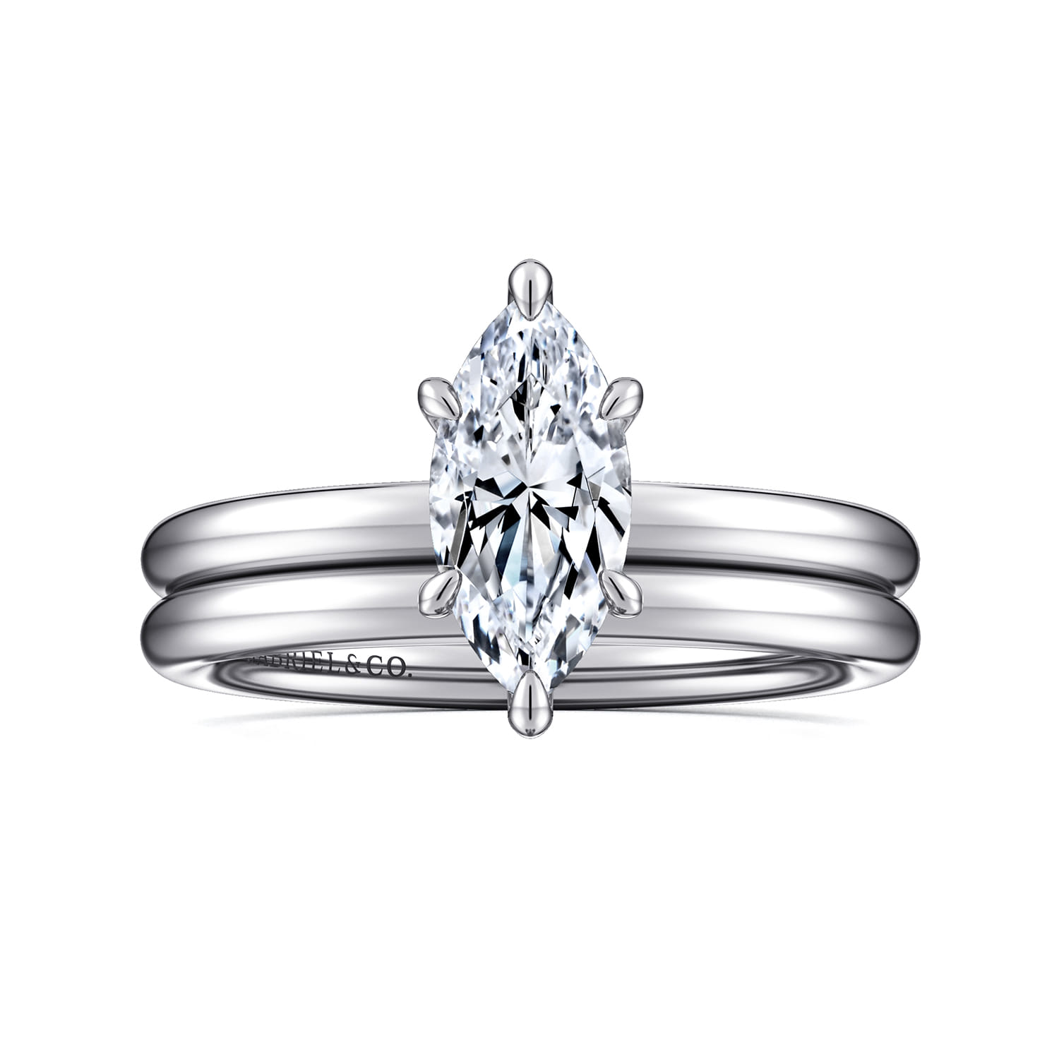 Lark - 14K White Gold Marquise Shape Solitaire Engagement Ring - Shot 4