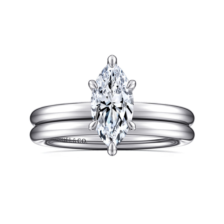 Lark - 14K White Gold Marquise Shape Solitaire Engagement Ring - Shot 4