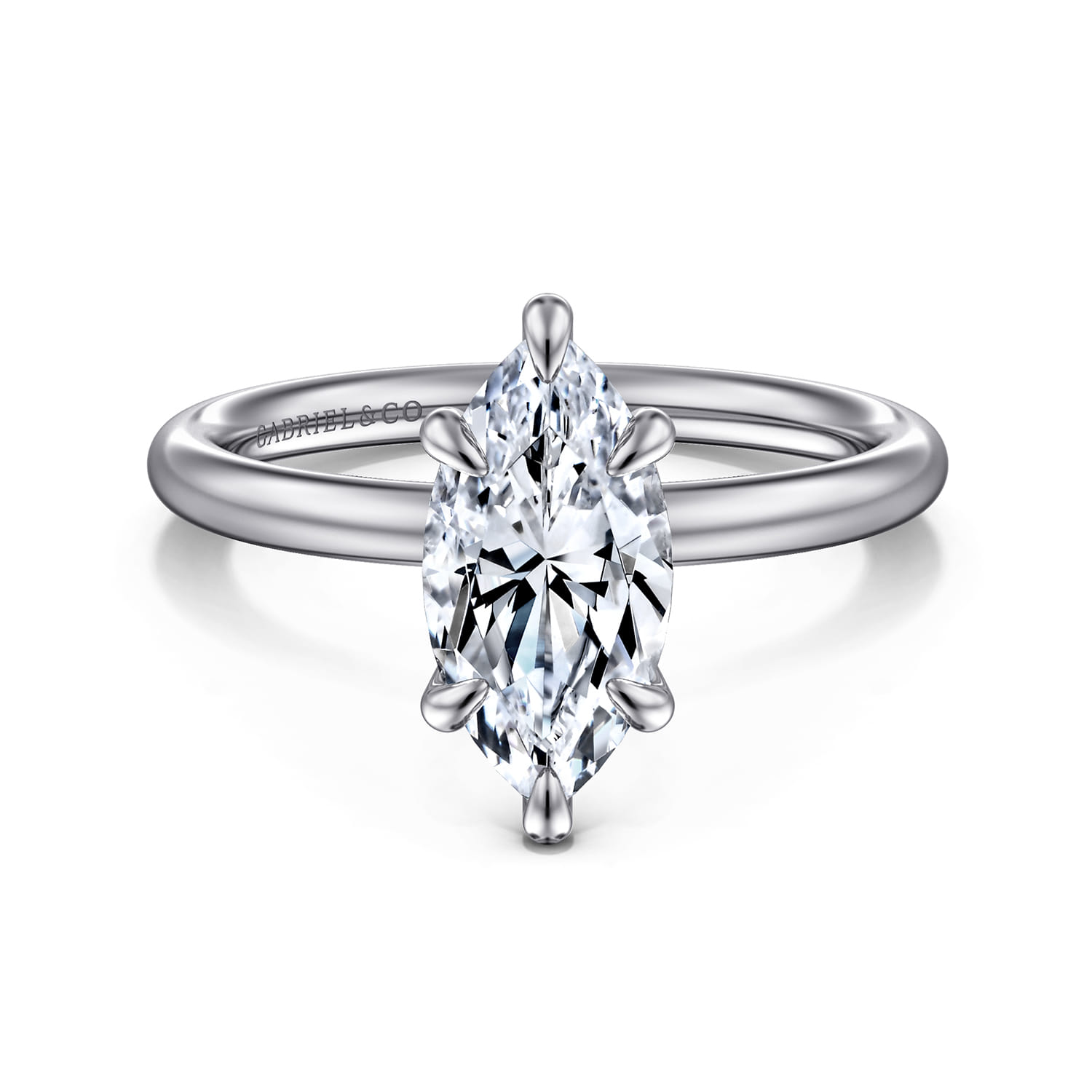 Lark - 14K White Gold Marquise Shape Solitaire Engagement Ring - Shot 1