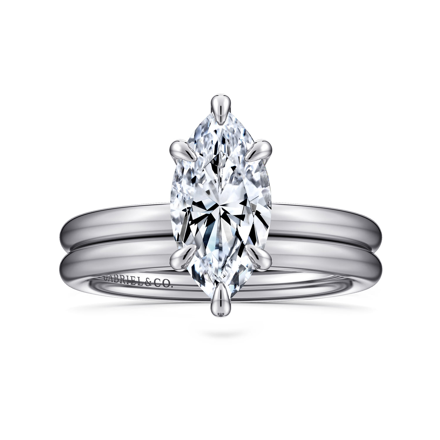 Lark - 14K White Gold Marquise Shape Solitaire Engagement Ring - Shot 4
