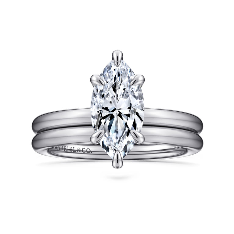 Lark - 14K White Gold Marquise Shape Solitaire Engagement Ring - Shot 4