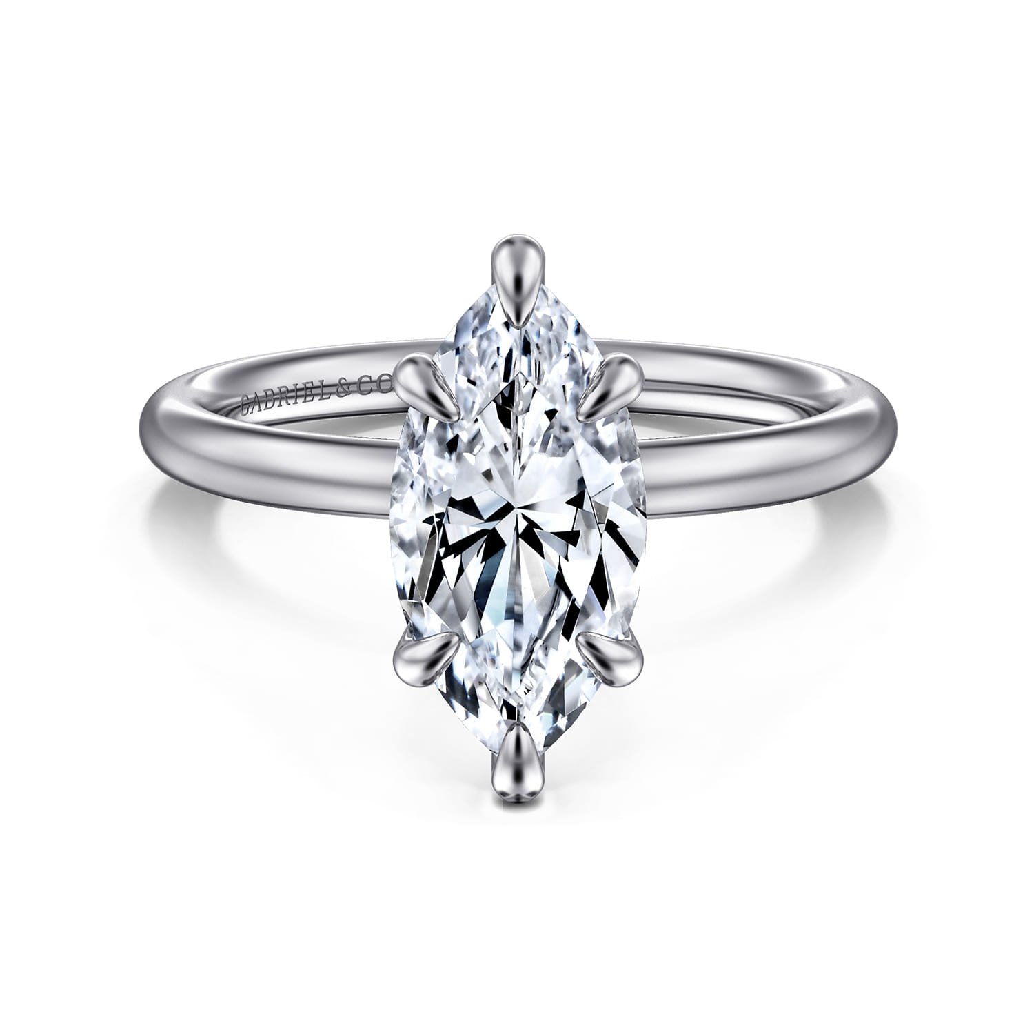 Lark - 14K White Gold Marquise Shape Solitaire Engagement Ring - Shot 1