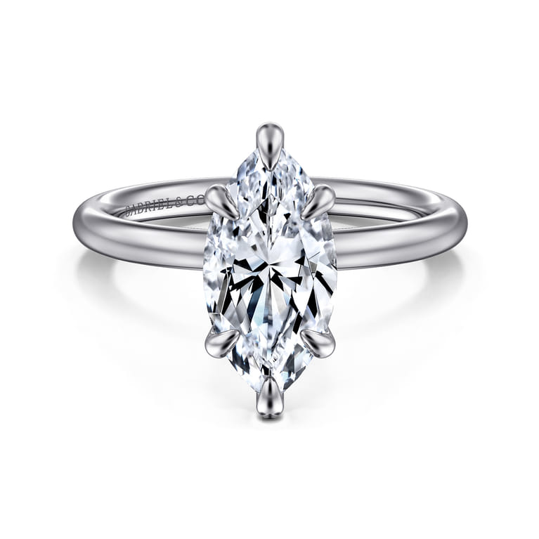 Lark - 14K White Gold Marquise Shape Solitaire Engagement Ring - Shot 1