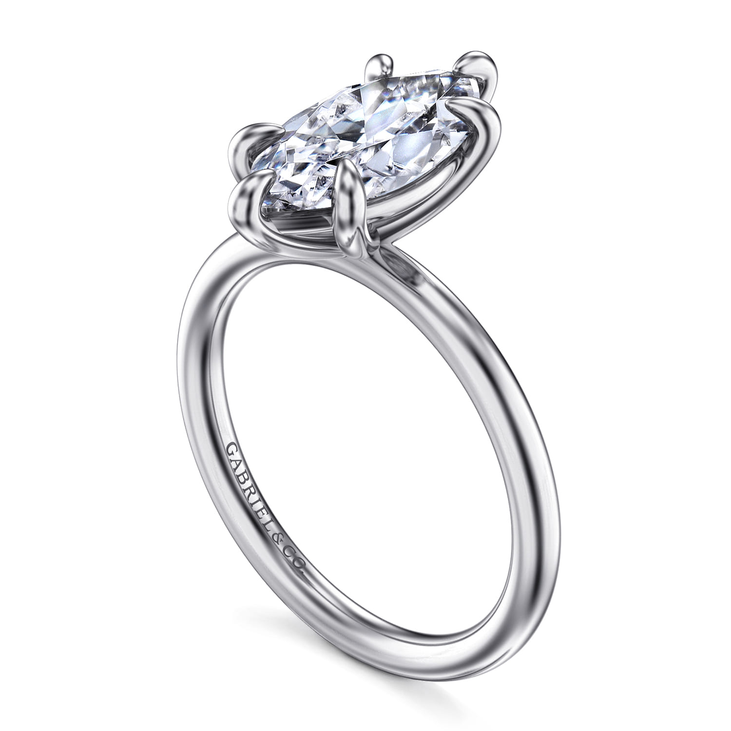 Lark - 14K White Gold Marquise Shape Solitaire Engagement Ring - Shot 3