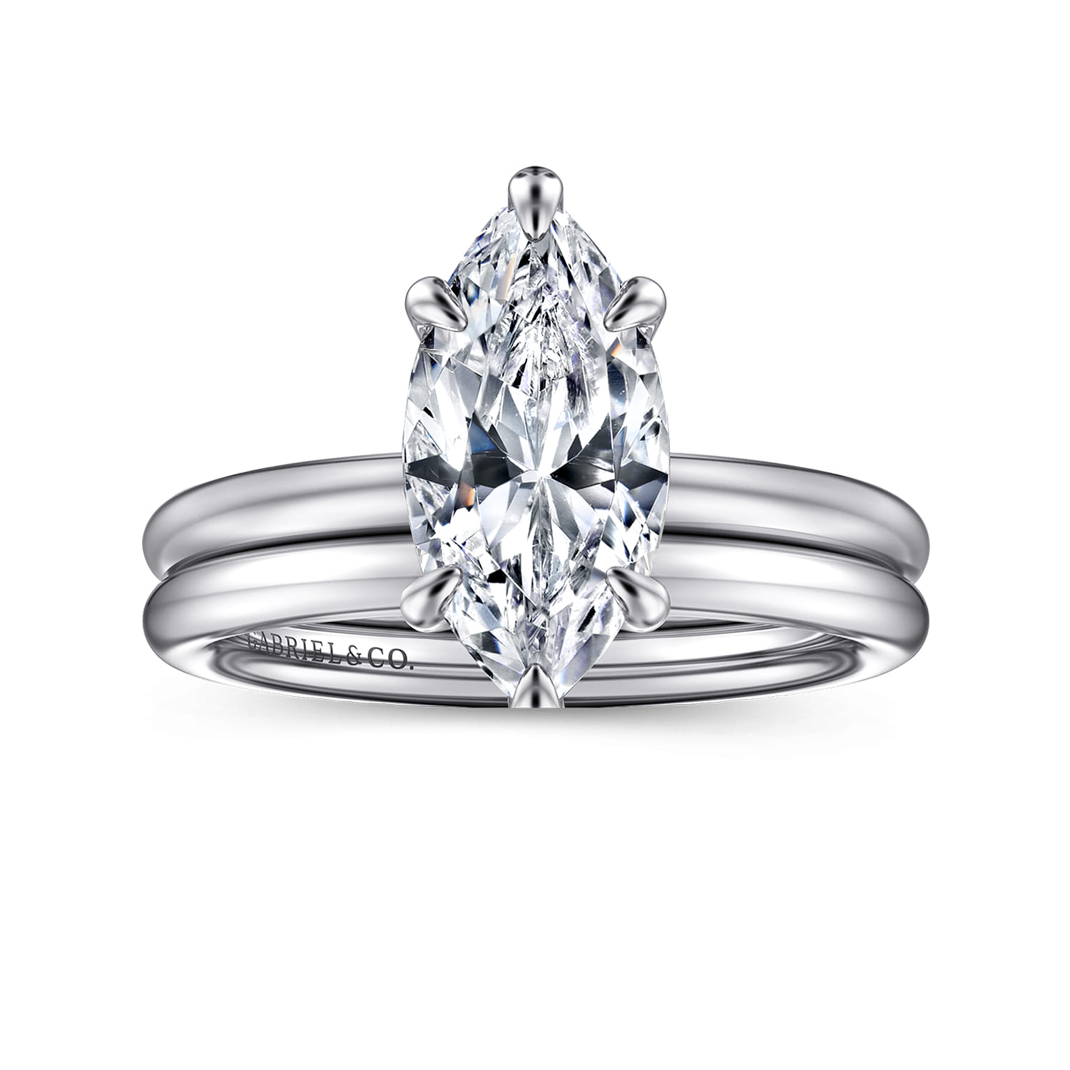 Lark - 14K White Gold Marquise Shape Solitaire Engagement Ring - Shot 4