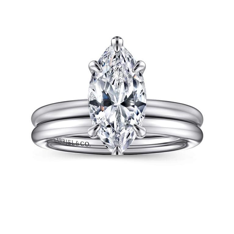 Lark - 14K White Gold Marquise Shape Solitaire Engagement Ring - Shot 4