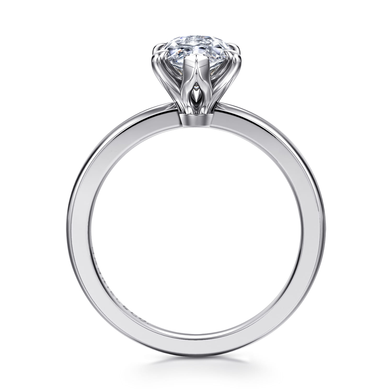 Emma - 14K White Gold Marquise Shape Solitaire Engagement Ring - Shot 2