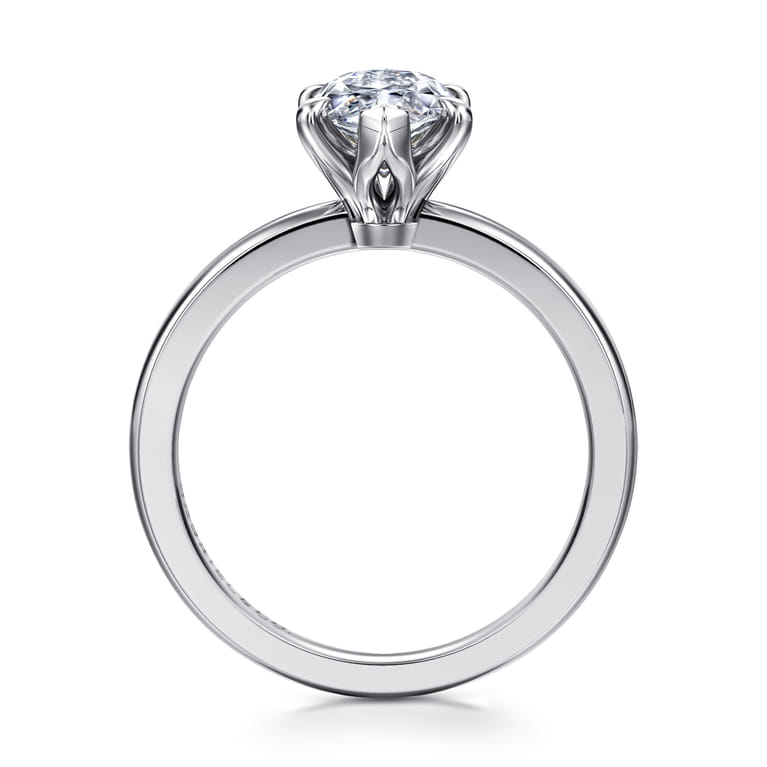 Emma - 14K White Gold Marquise Shape Solitaire Engagement Ring - Shot 2